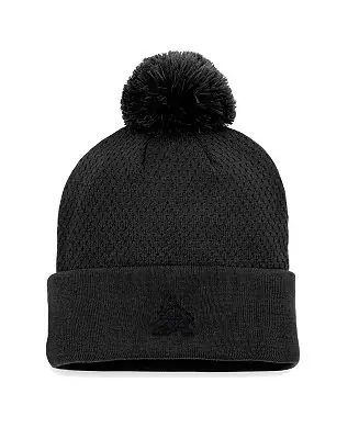 Women's Black Arizona Coyotes Authentic Pro Road Cuffed Knit Hat with Pom Brand New
