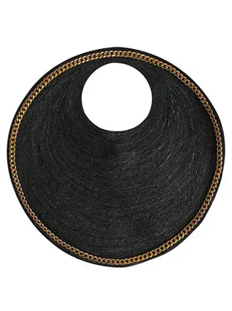 SOLO FIG Large Black Jute Bag With Gold Chain Reduced Price