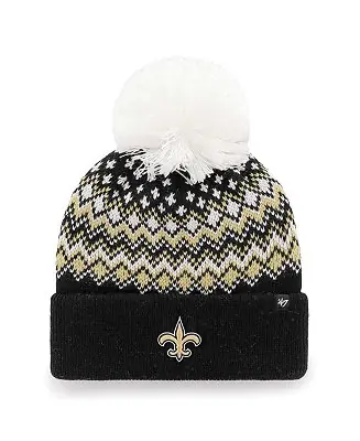 Women's Black New Orleans Saints Elsa Cuffed Knit Hat with Pom Buy Today