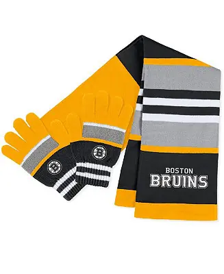 Direct From Manufacturer Women's Boston Bruins Stripe Glove and Scarf Set