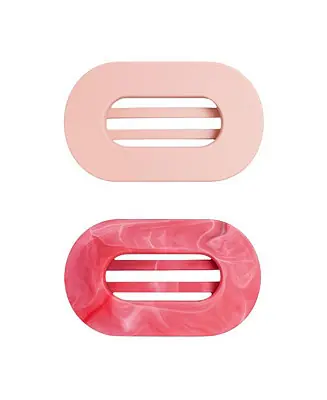 Factory Price Large Oval Hair Clip Set of 2 – Soft Pink + Pink Marble
