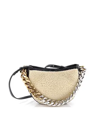 Small Frayme Shoulder Bag Faux Shearling and Faux Leather Free Shipping