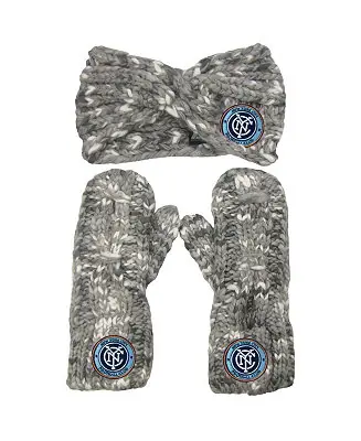 Women's Gray New York City FC Marled Headband and Mittens Set Weekend Sale