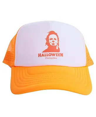 Fan Favorite Men's and Women's White/Orange Halloween Myers Face Trucker Hat