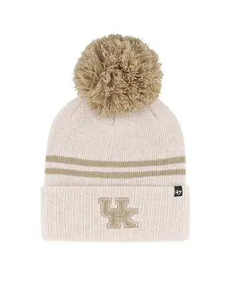 Certified Women's Natural Kentucky Wildcats Core Inline Latte Cuffed Knit Hat with Pom