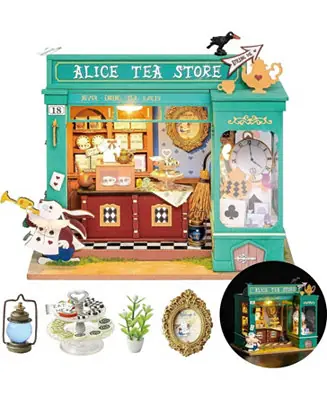 Alice's Tea Store DIY Miniature House Kit with Furniture, Gift Idea Same Day Shipping