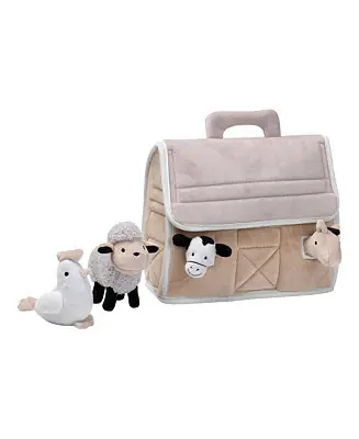Baby Farm Plush Barn with 4 Stuffed Animals Toy - Taupe/Gray/White Wholesale
