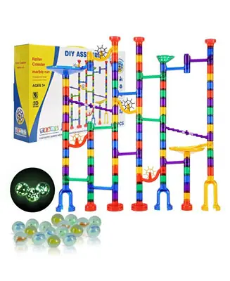 145-Piece Marble Run Set with Glow Marbles & Race Track New Arrival