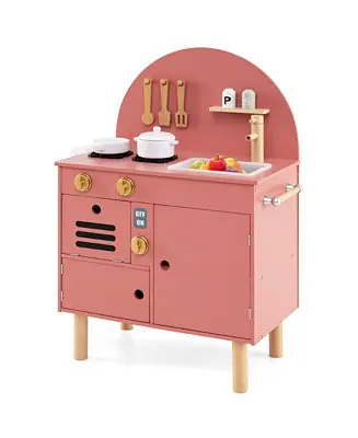 New Arrival Wooden Kids Play Kitchen Set with Interactive Cooking Areas and Storage Shelves