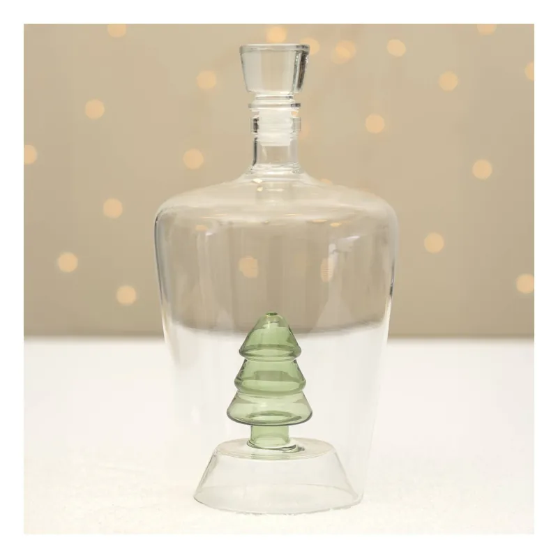 Green Tree in a Clear Bottle 24cm Handmade
