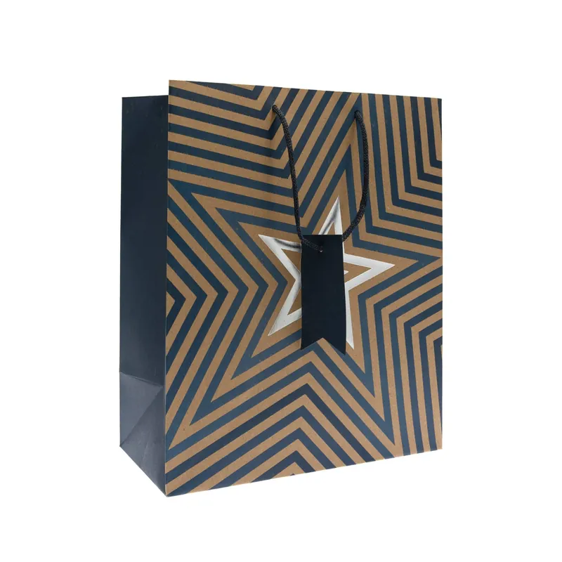 Kraft Star Blue Gift Bag 21.5cm x 25cm Cheap