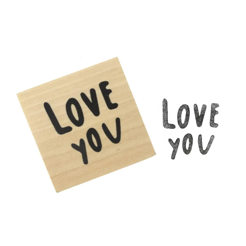 Love You Wooden Stamp 3.8cm x 3.8cm Worldwide Shipping