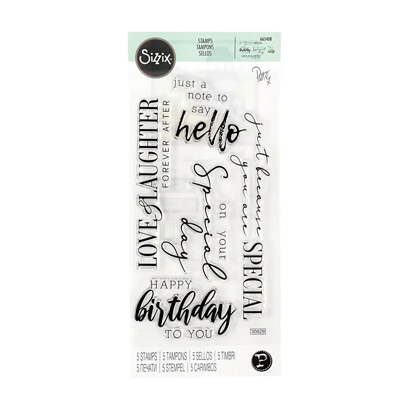Sizzix Sunny Sentiments 6 Stamp Set 5 Pieces Deal