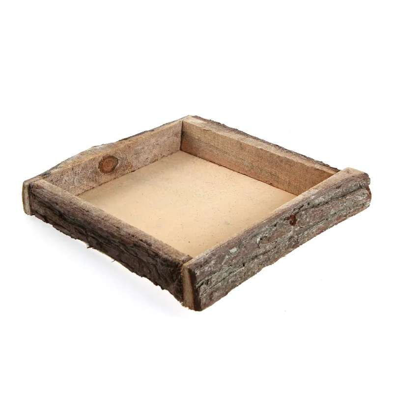 Editor’s Pick Natural Wash Bark Wooden Tray 25cm x 25cm x 4cm