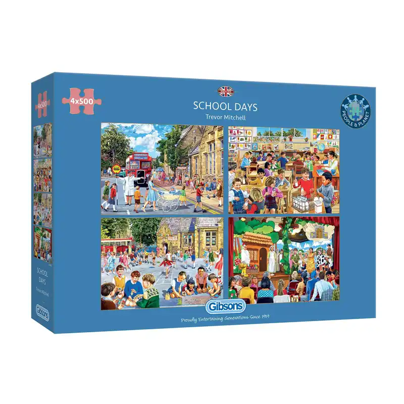 Gibsons School Days Jigsaw Puzzles 500 Pieces 4 Pack Weekend Sale