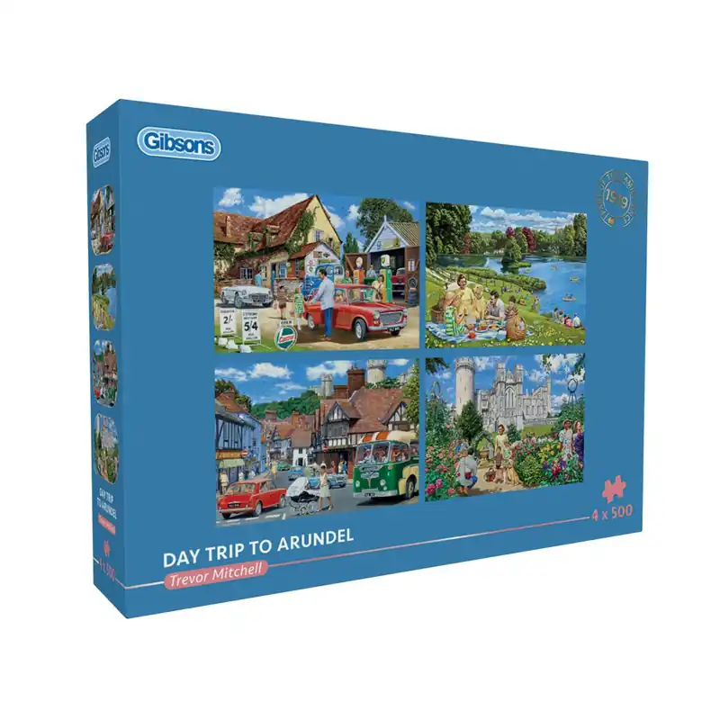 Gibsons Day Trip to Arundel Jigsaw Puzzle 500 Pieces 4 Pack One Day Deal