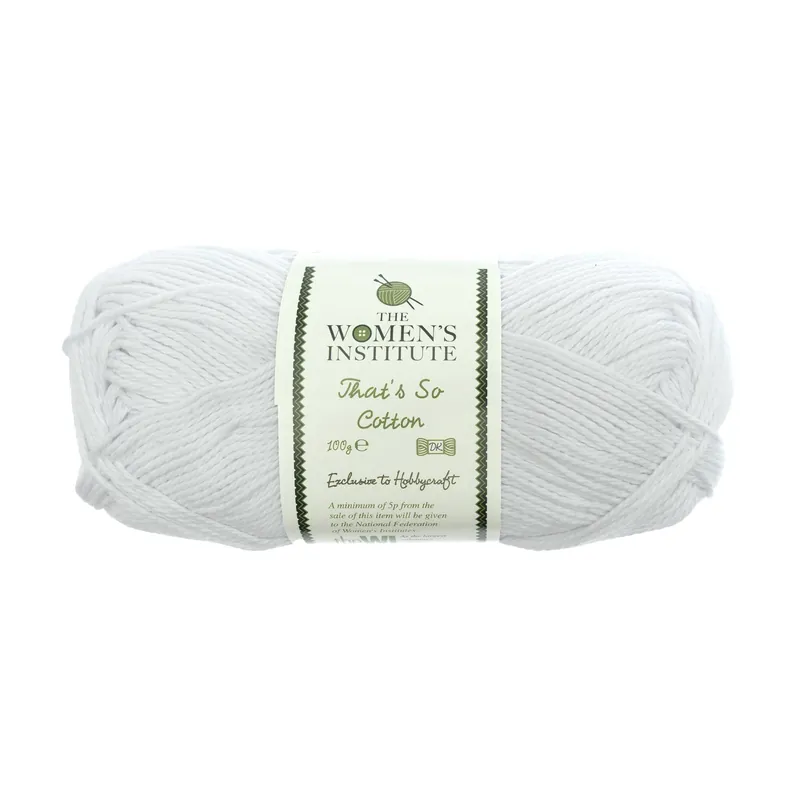 Flash Sale Women’s Institute White That’s So Cotton DK Yarn 100g