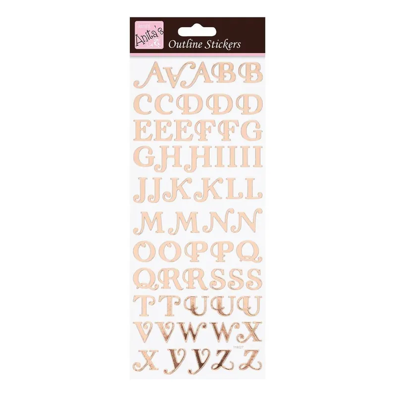 Top Pick Anita's Rose Gold Uppercase Script Alphabet Outline Stickers