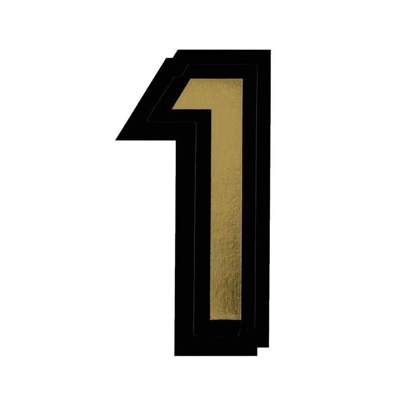 Exclusive Offer Black and Gold Vinyl Number 1 Sticker 5cm