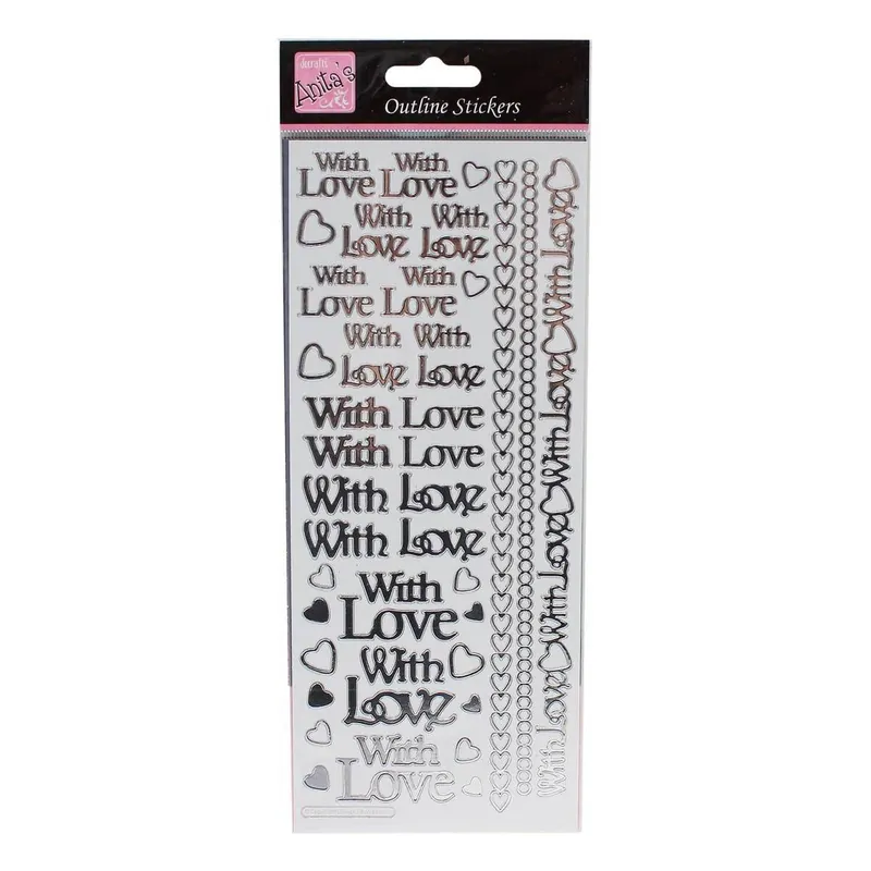 Fresh Stock Anita's Silver With Love Outline Stickers