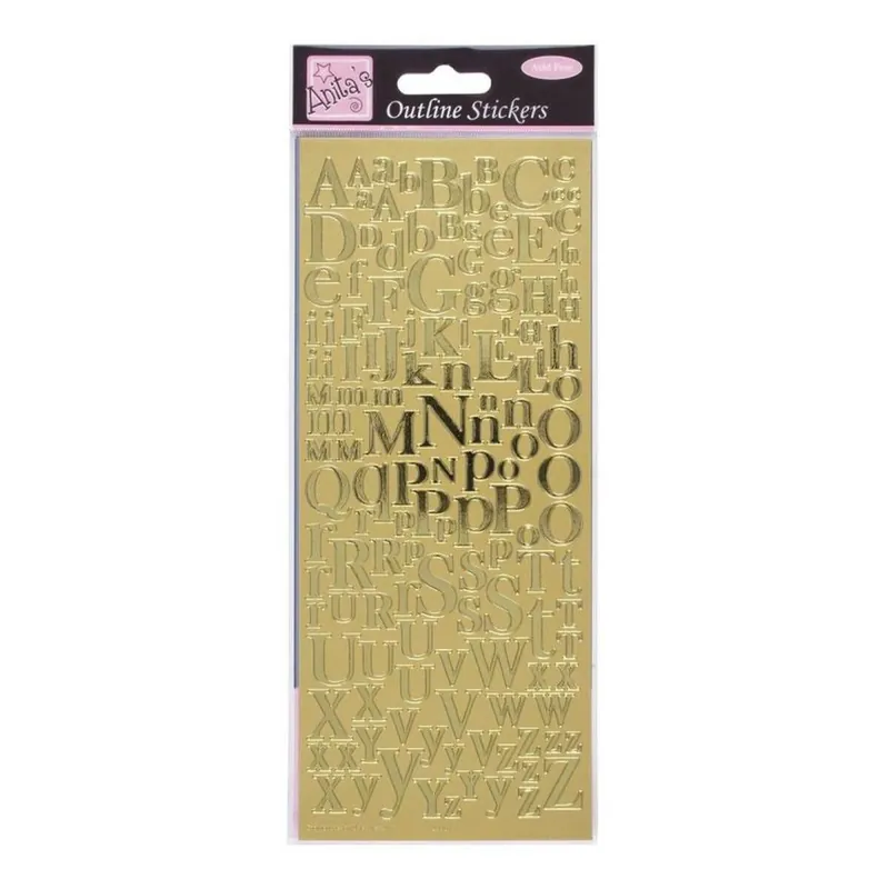 Outline Stickers Mixed Serif Alphabets Gold Exclusive