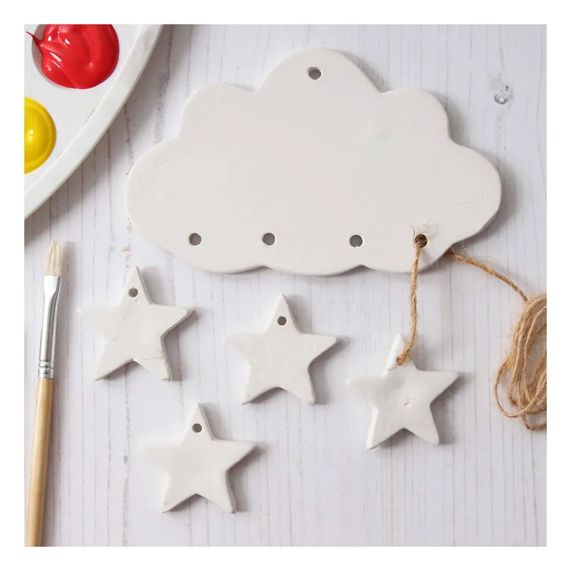 Special Discount Unglazed Ceramic Cloud and Stars Decoration 14cm