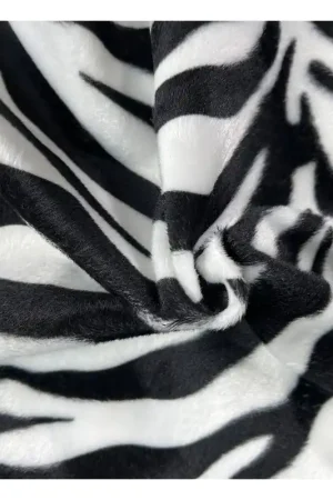 Zebra Velboa Fur Fabric by the Metre Instant Buy