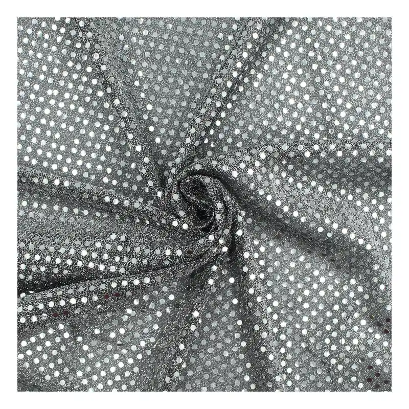 Black and Silver Sequin Polyester Jersey Fabric by the Metre Special Discount