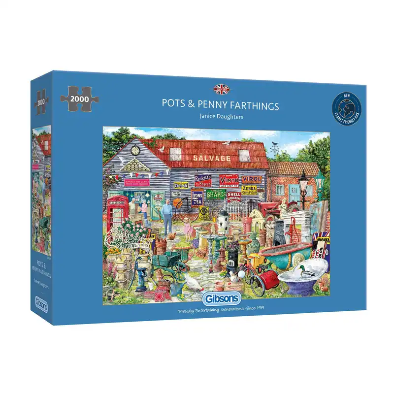 Worldwide Shipping Gibsons Pots and Penny Farthings Jigsaw Puzzle 2000 Pieces