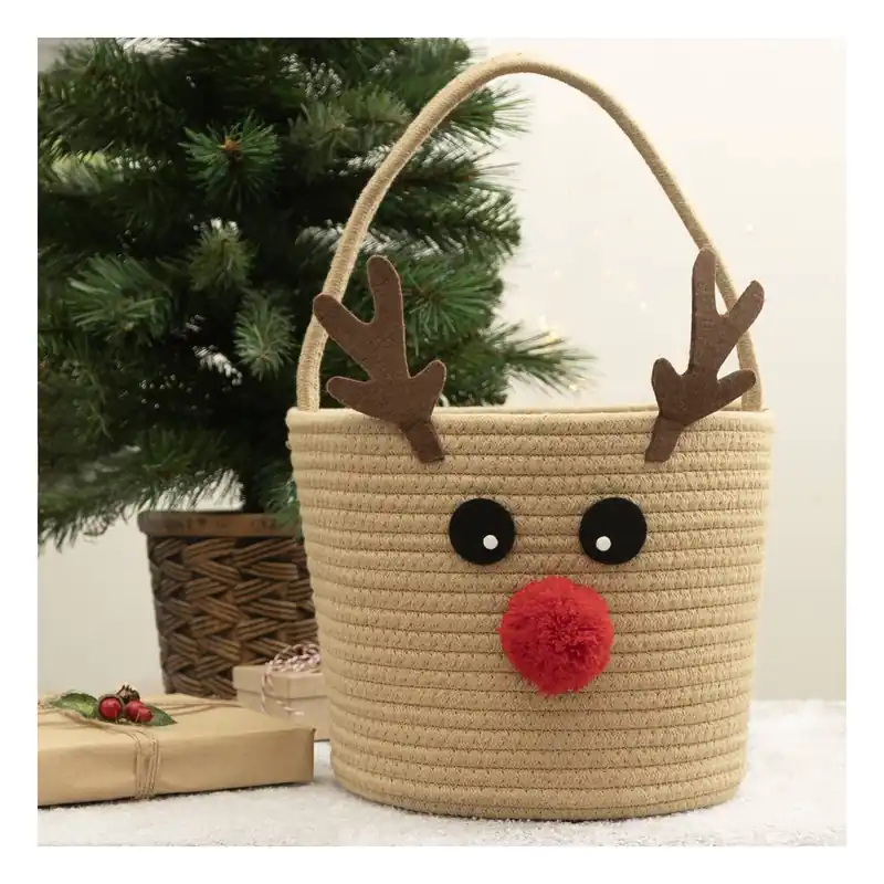 Reindeer Rope Basket 26cm Hassle-Free Returns