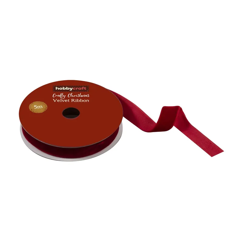 Fresh Stock Red Velvet Ribbon 15mm x 5m
