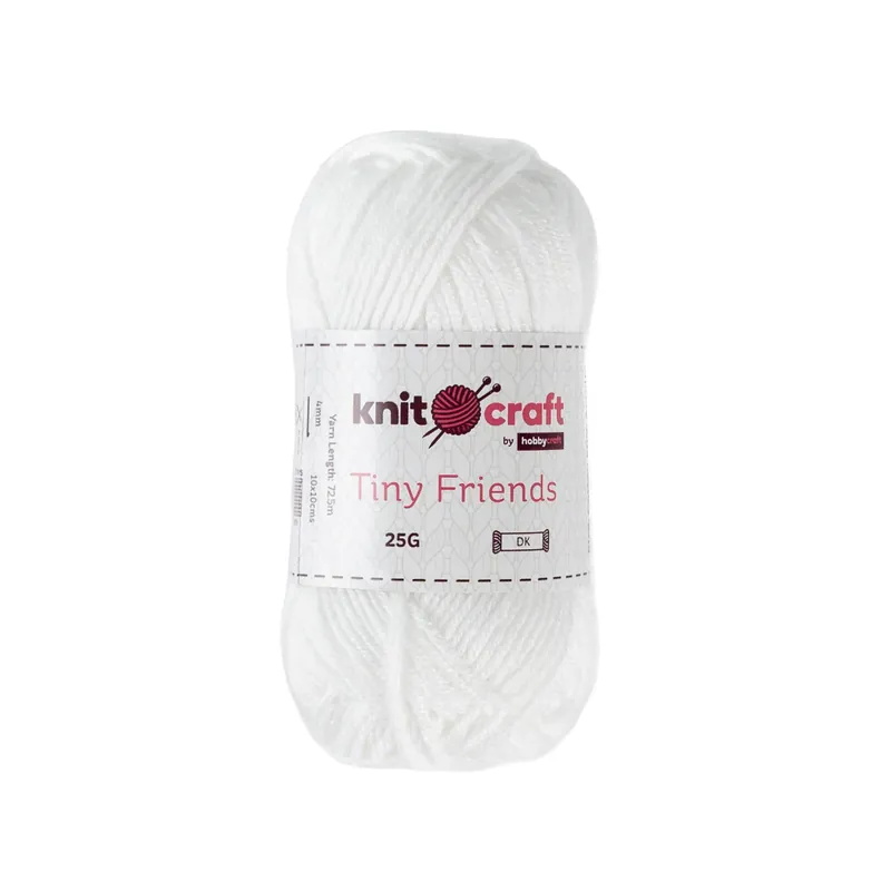 Knitcraft White Tiny Friends Yarn 25g Free Returns
