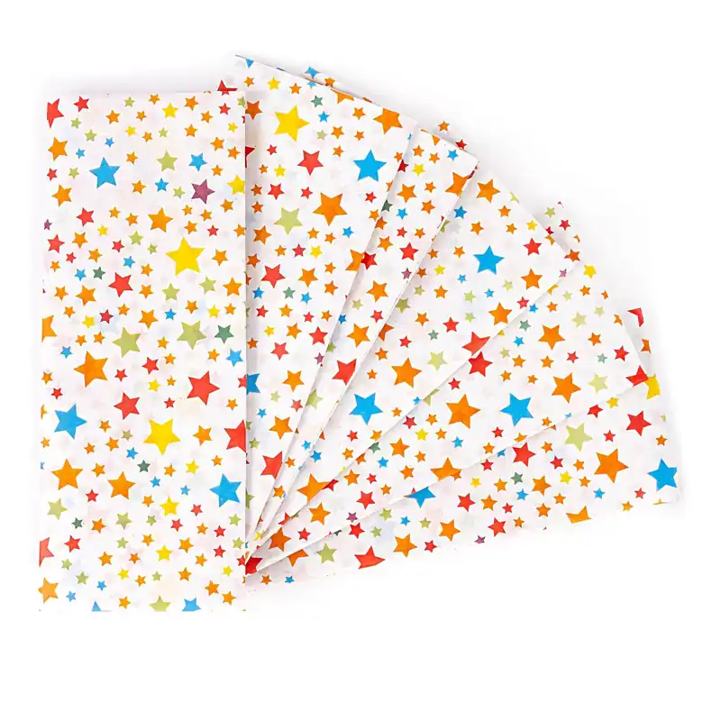 Hot Deal Assorted Star Printed Tissue Paper 50cm x 75cm 6 Pack