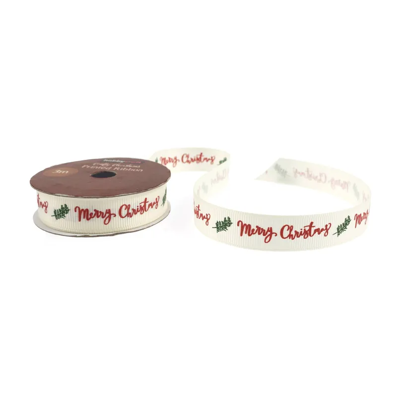 Spruce Merry Christmas Printed Ribbon 15mm x 3m Buy Direct