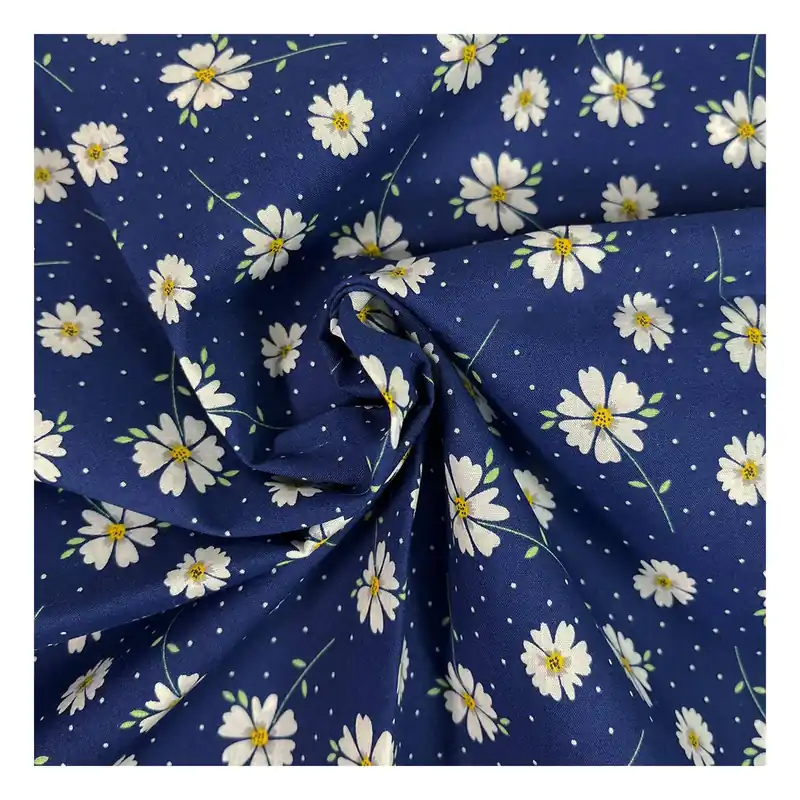 Navy Daisy Spot Polycotton Fabric by the Metre Direct From Manufacturer