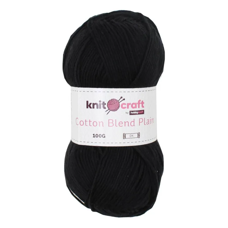 Knitcraft Black Cotton Blend Plain DK Yarn 100g One Day Deal