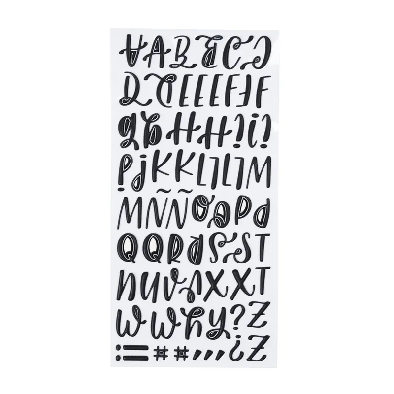 Matt Black Uppercase Puffy Script Alphabet Stickers Editor’s Pick