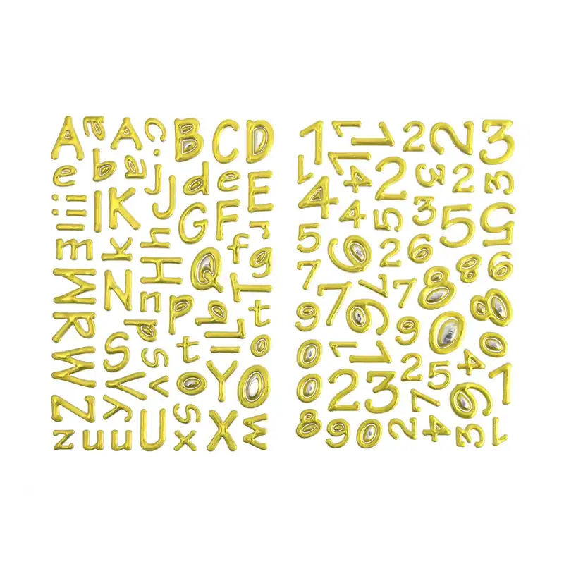 Gold Metallic Puffy Alphabet Stickers 116 Pieces Next Day Delivery