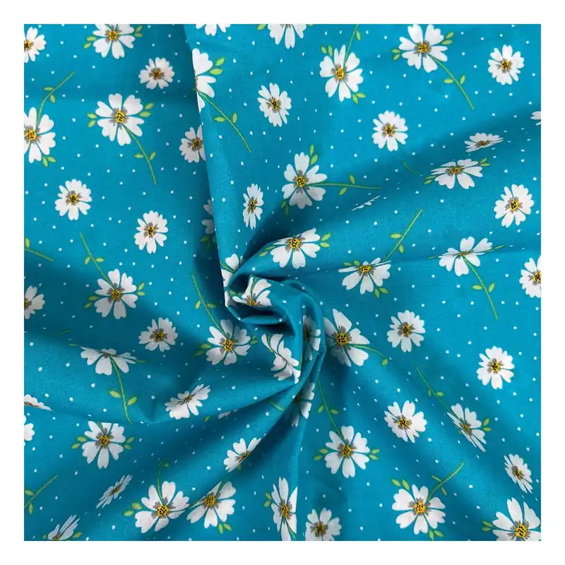 Special Offer Teal Daisy Spot Polycotton Fabric by the Metre