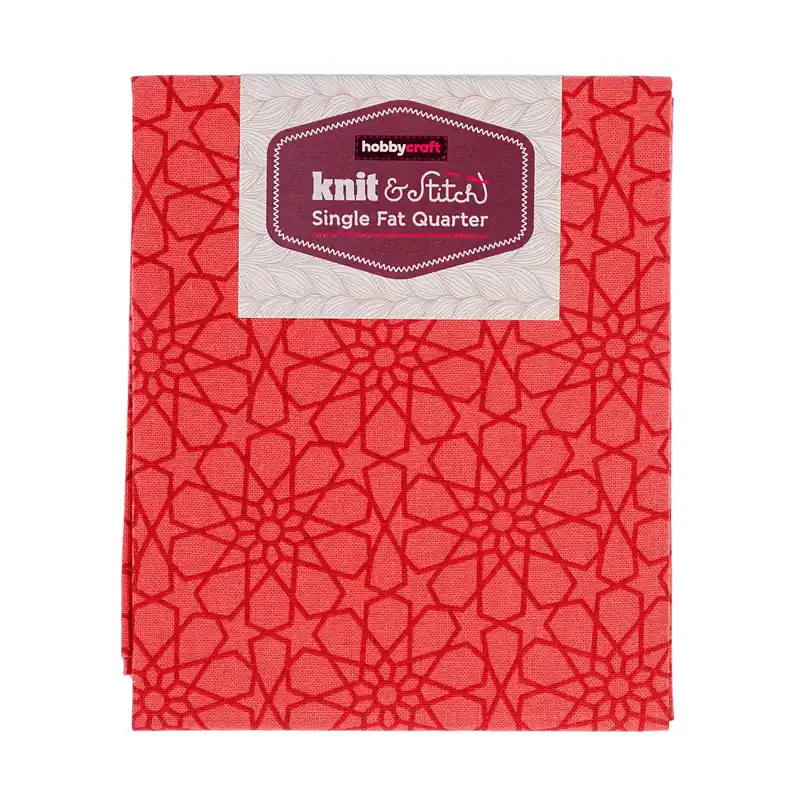 Brand New Fuschia Flower and Star Single Printed Fat Quarter