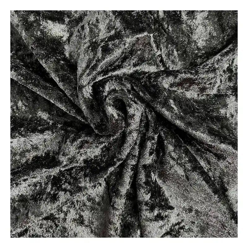 Black Crushed Velour Fabric by the Metre Deal