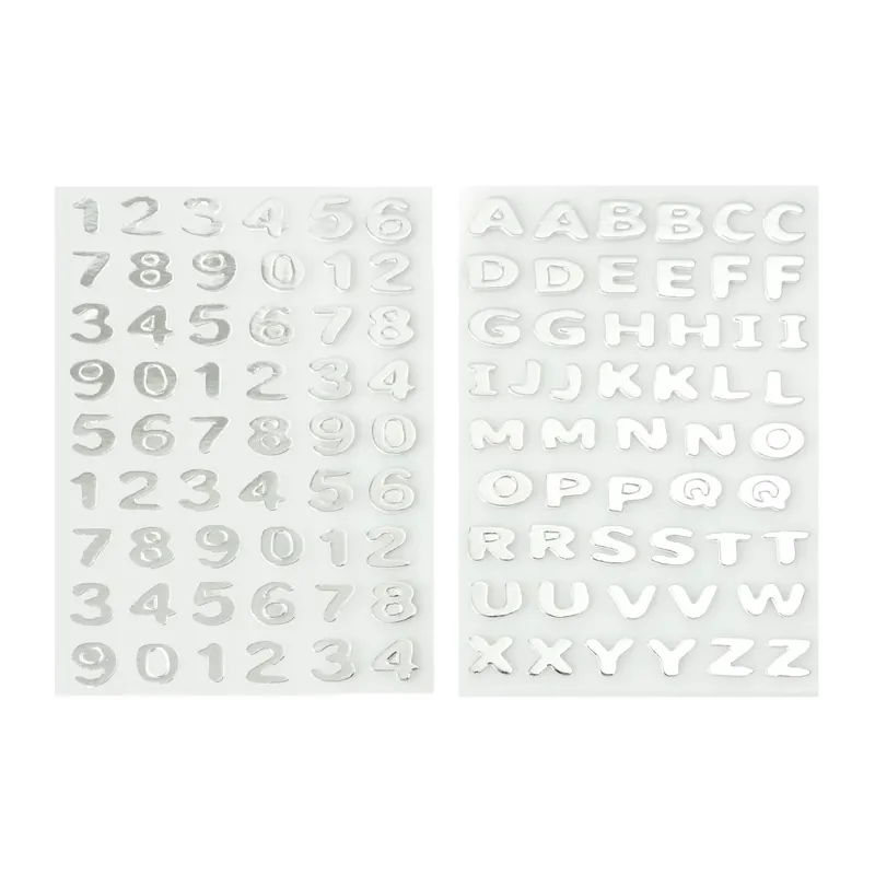 Silver Metallic Puffy Uppercase Alphabet Stickers 106 Pieces Order Now