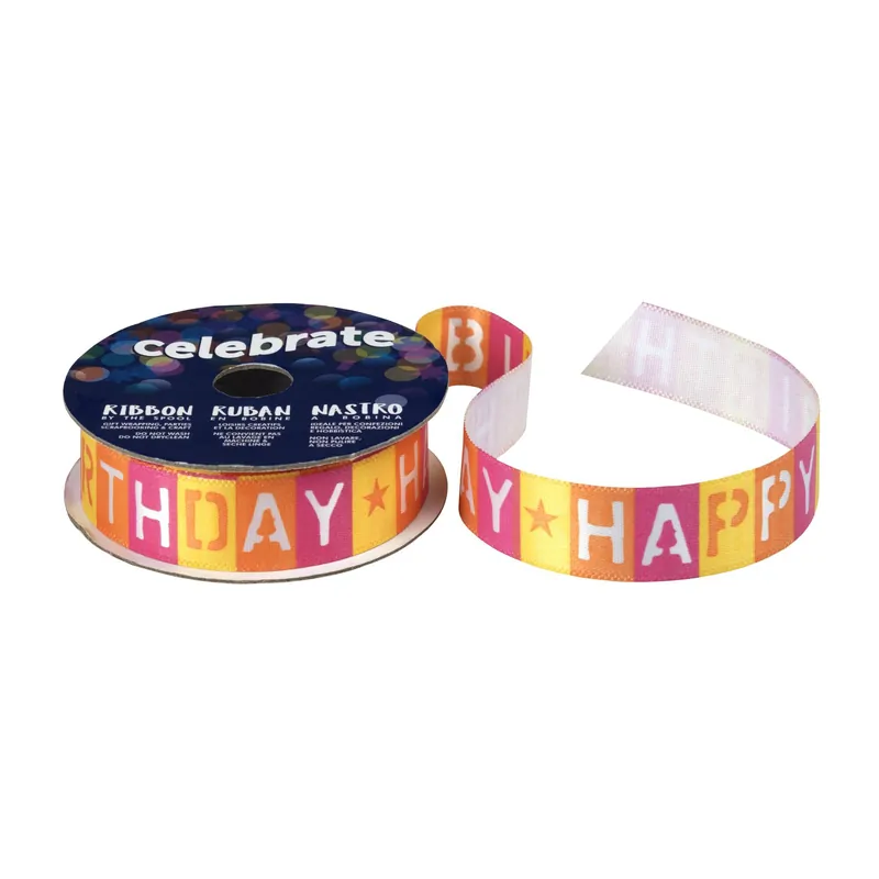 Sale Yellow Happy Birthday Ribbon 15mm x 3.5m