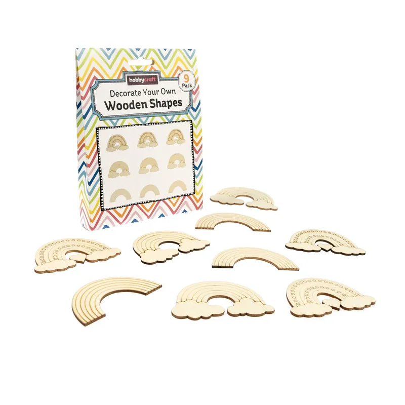 Decorate Your Own Rainbow Wooden Shapes 9 Pack Direct From Manufacturer