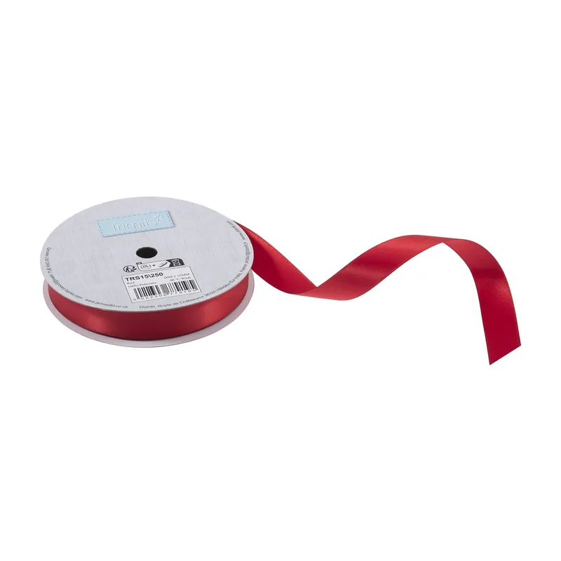 Direct From Manufacturer Trimits Red Double-Faced Satin Ribbon by the Metre 15mm