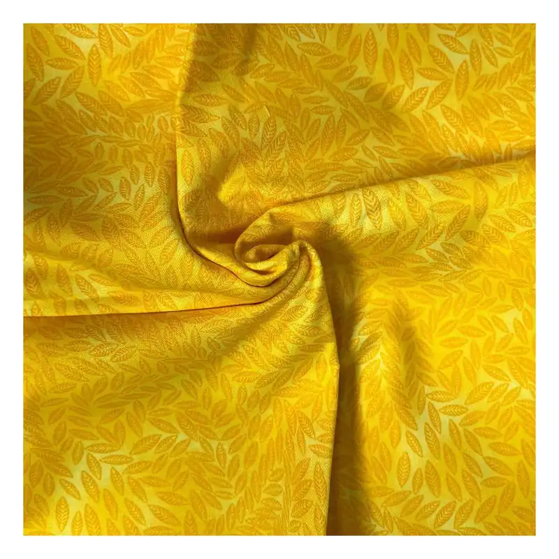 Yellow Cotton Textured Leaf Blender Fabric by the Metre Fresh Stock