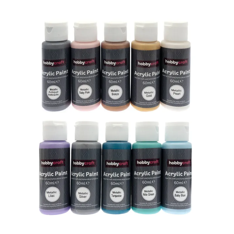 Discount Metallic Acrylic Craft Paint 60ml 10 Pack