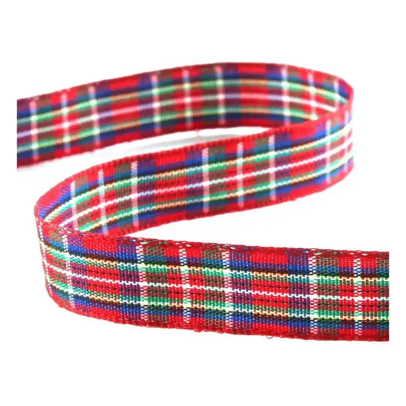 Handmade Red Tartan Ribbon 12mm x 5m