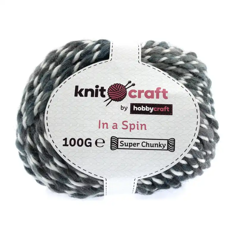 Get Yours Knitcraft Black and White Mix In a Spin Yarn 100g