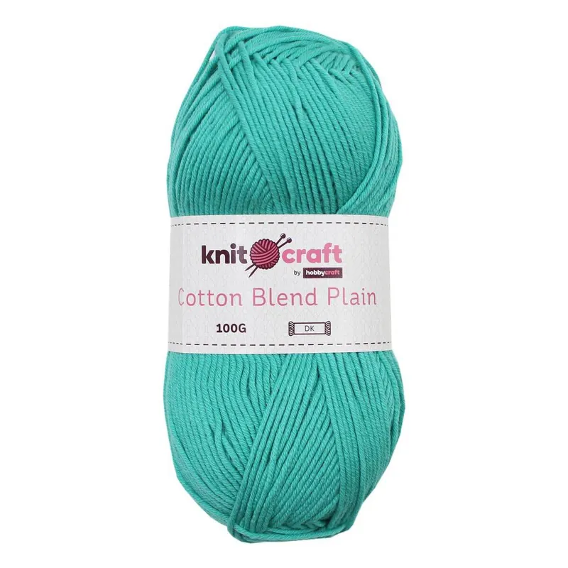Worldwide Shipping Knitcraft Teal Cotton Blend Plain DK Yarn 100g